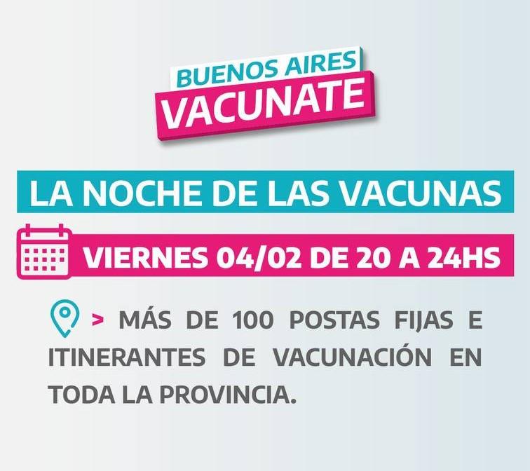 Hoy se realizarÃ¡ la noche de las vacunas